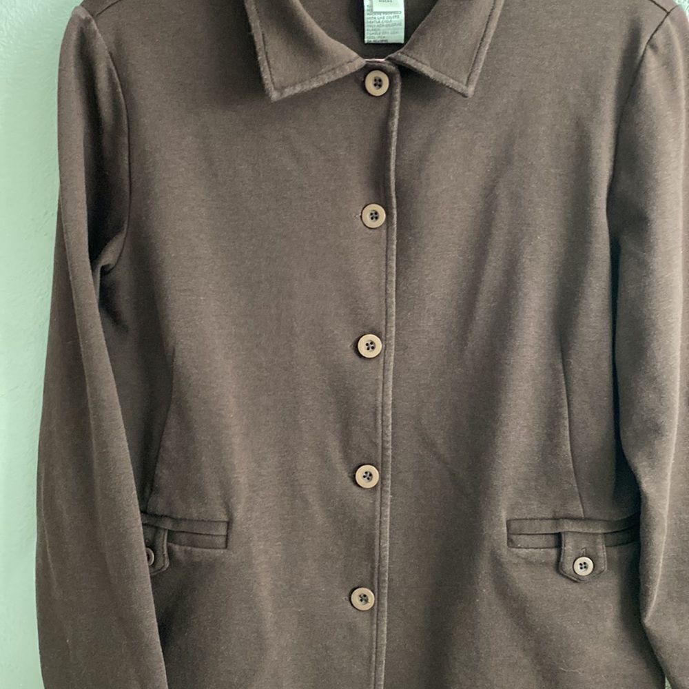 Talbots- brown button up overcoat- Size Large - Picture 2 of 6